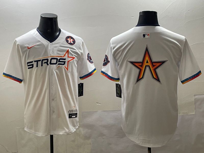 Men Houston Astros Blank White Fourth generation Joint Name 2025 Nike MLB Jersey style 7